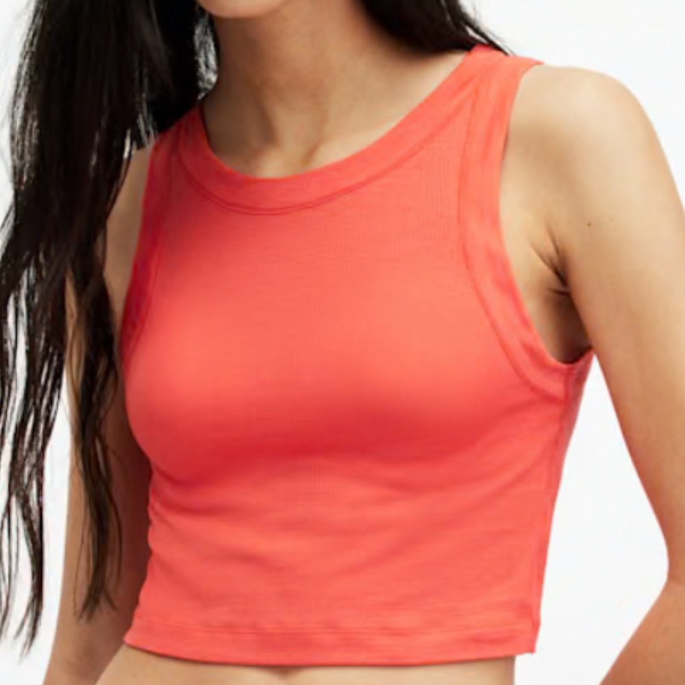 Cotton Blend Soft Red Cropped Tank Top by ALL SAINTS
